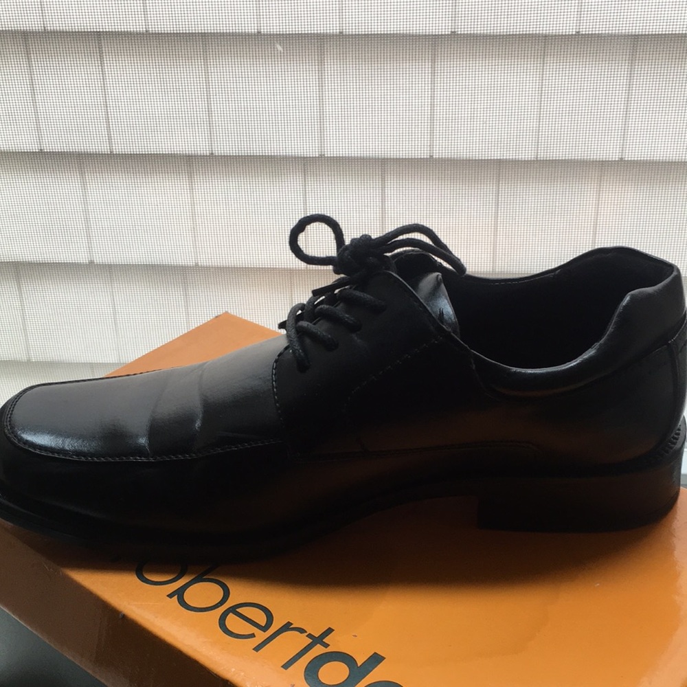 Men’s Black Square Toe Tie Up Dress Shoes